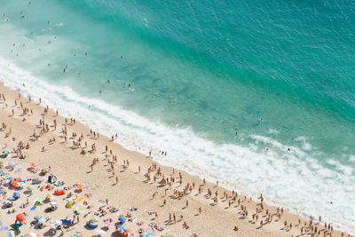 Crowd on beach from above