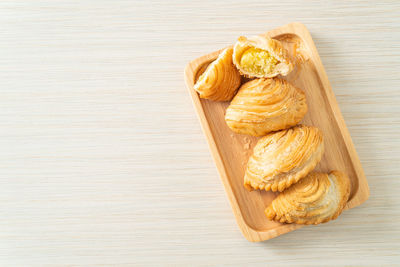 High angle view of food on table