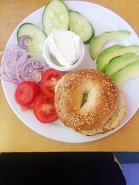 High angle view of food in plate