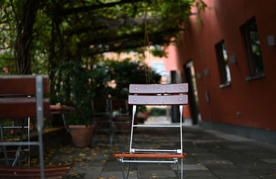 Empty chairs on table