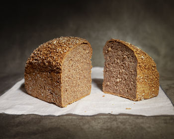 Close-up of dessert served on table