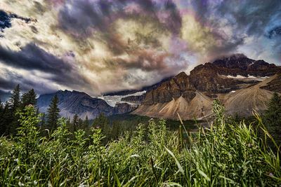 Scenic view of mountains against sky