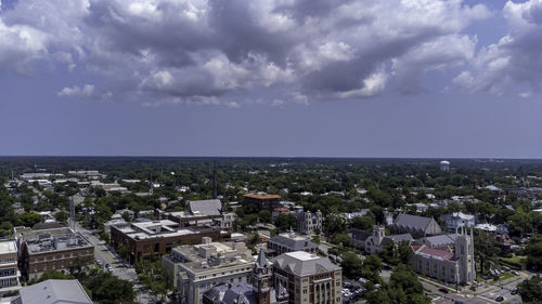 High angle view of townscape against sky