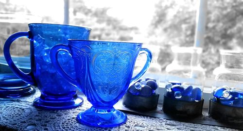 Close-up of plastic object on black background