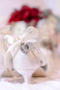 Close-up of white rose bouquet