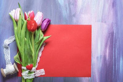 Close-up of flower bouquet on table