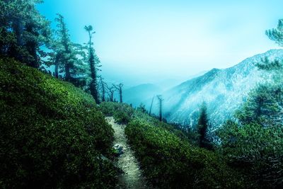 Scenic view of mountains against clear sky