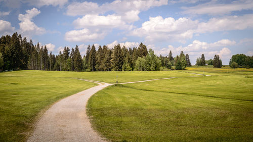 Scenic view of land against sky