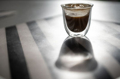 High angle view of drink on table