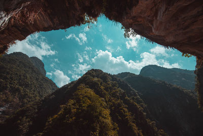 Low angle view of mountains against sky