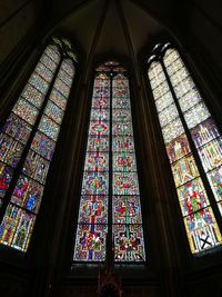 Low angle view of stained glass window
