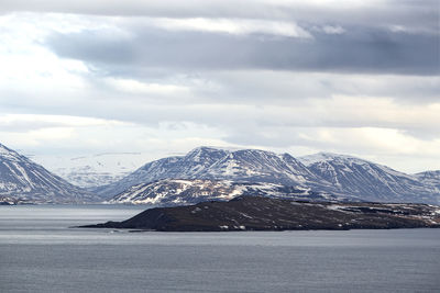 Impressive winter mountain landscape in north iceland