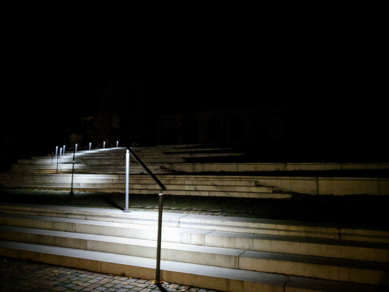 night, steps and staircases, staircase, steps, railing, dark, illuminated, stairs, no people, hand rail, architecture, outdoors