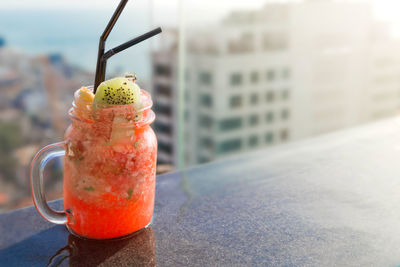 Close-up of drink on table