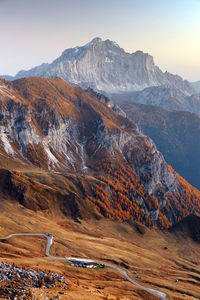 Scenic view of mountain range against sky