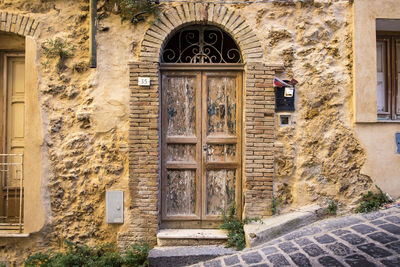 Closed door of old building