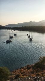 Scenic view of boats in sea
