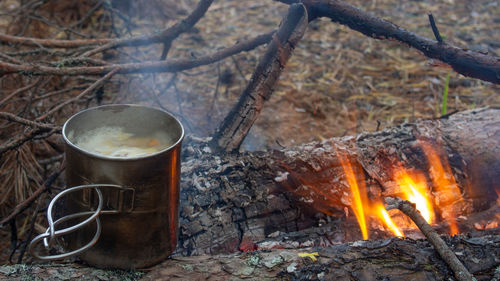 Close-up of fire on barbecue grill