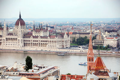 Aerial view of cityscape against sky