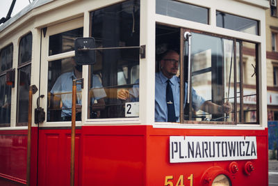 Portrait of man in bus