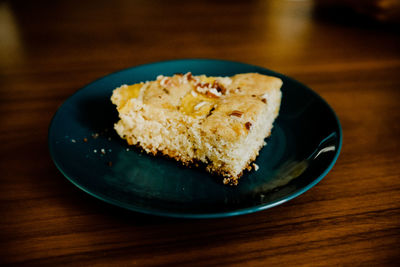 High angle view of food in plate on table