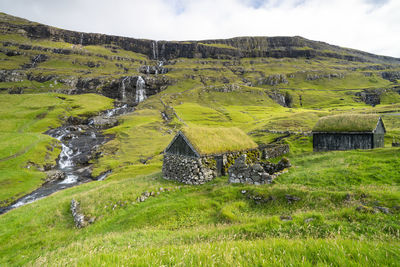 Scenic view of land against sky