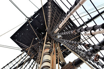 Low angle view of cables against clear sky