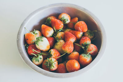 High angle view of fruits in bowl