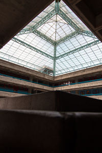 Low angle view of skylight in building