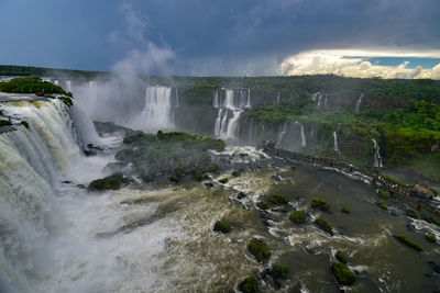 Large group of people watching the world's largest waterfall - cataratas do iguaçu