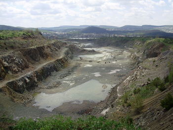 High angle view of landscape against sky