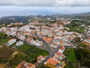High angle view of townscape against sky