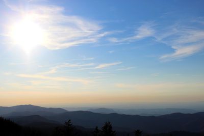 Scenic view of silhouette mountains against sky during sunset