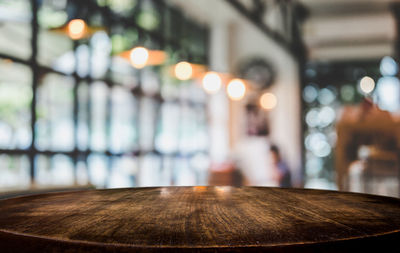 Close-up of wooden table