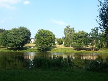 Scenic view of lake against sky