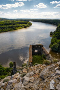 Danube river view from devin castle ruins, slovakia