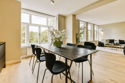 Empty chairs and table at home