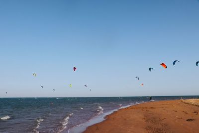 Scenic view of sea against clear sky