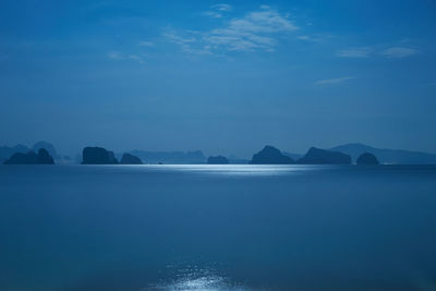 Scenic view of sea against blue sky