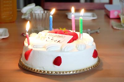 Close-up of cake with candles