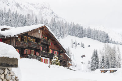 Snow magic. walk in the ancient village of sappada. friuli