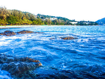 Scenic view of sea against clear sky