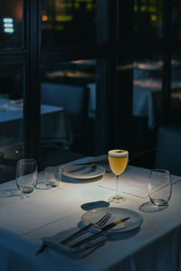 View of drink on table at restaurant