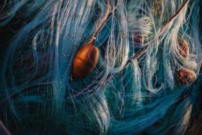 High angle view of fishing net