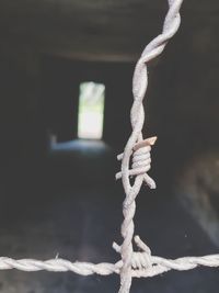 Close-up of rope tied up outdoors