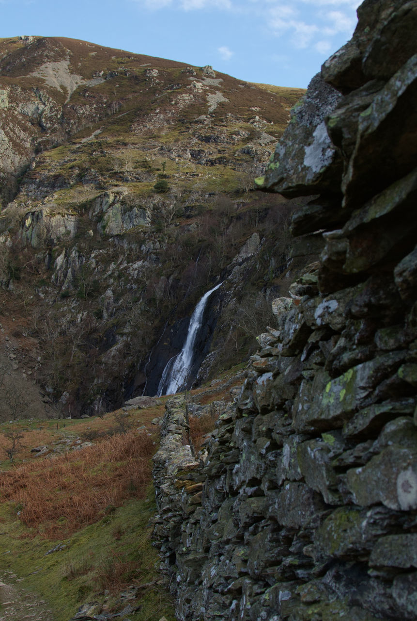 SCENIC VIEW OF WATERFALL ON ROCKS