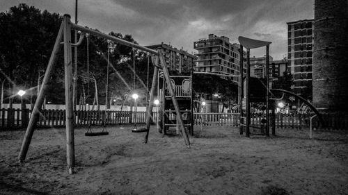 View of playground against sky at night