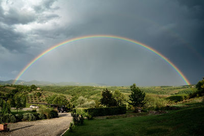 Scenic view of rainbow against sky