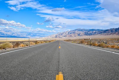 Surface level of road against sky