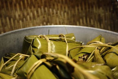 Close-up of leaves on table